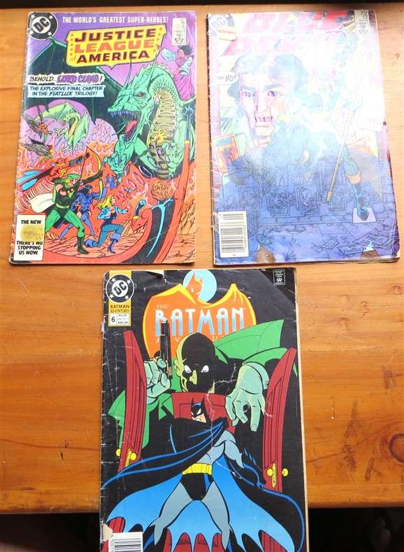 3 x DC Comics  - Batman / Justice League / Blue Devil - Pen markings / drawing