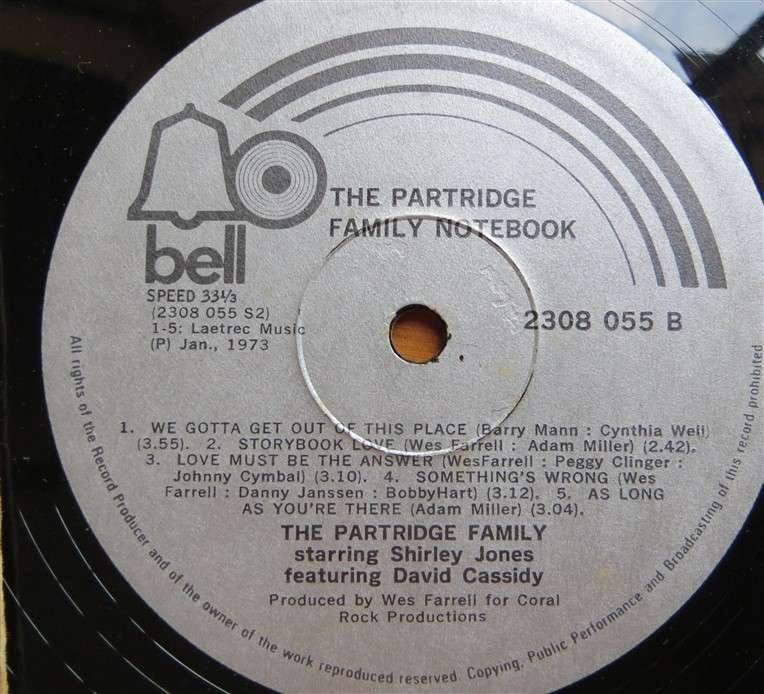 The Partridge Family Notebook - Vintage Vinyl LP - G Cover/VG Vinyl