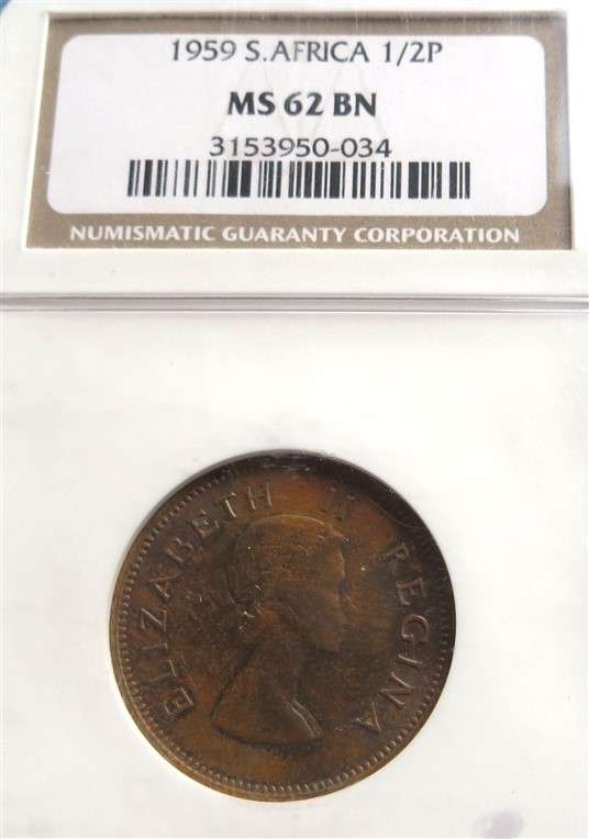1959 1/2d Half Penny NGC MS62BN Graded