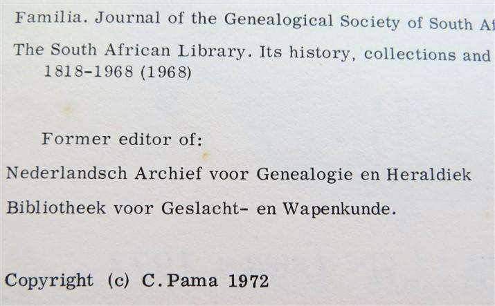 Heraldry of South African Families - C.Pama - Coats of Arms - Crests - Ancestry - 1972