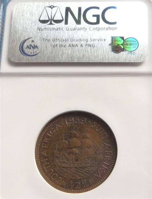 1959 1/2d Half Penny NGC MS62BN Graded