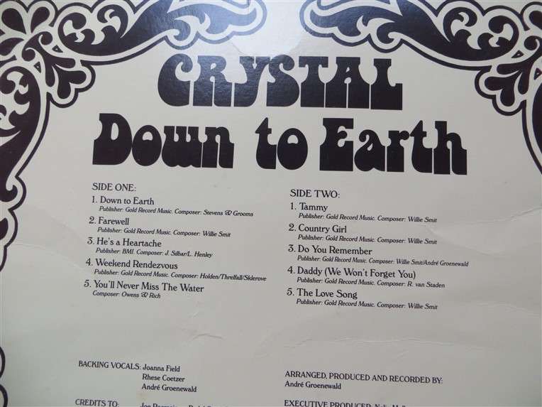Crystal - Down To Earth - Signed with family message - Vintage Vinyl LP - VG