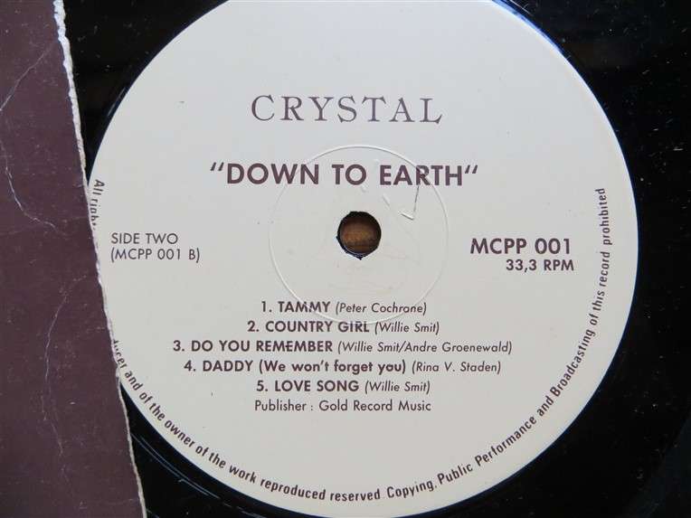 Crystal - Down To Earth - Signed with family message - Vintage Vinyl LP - VG
