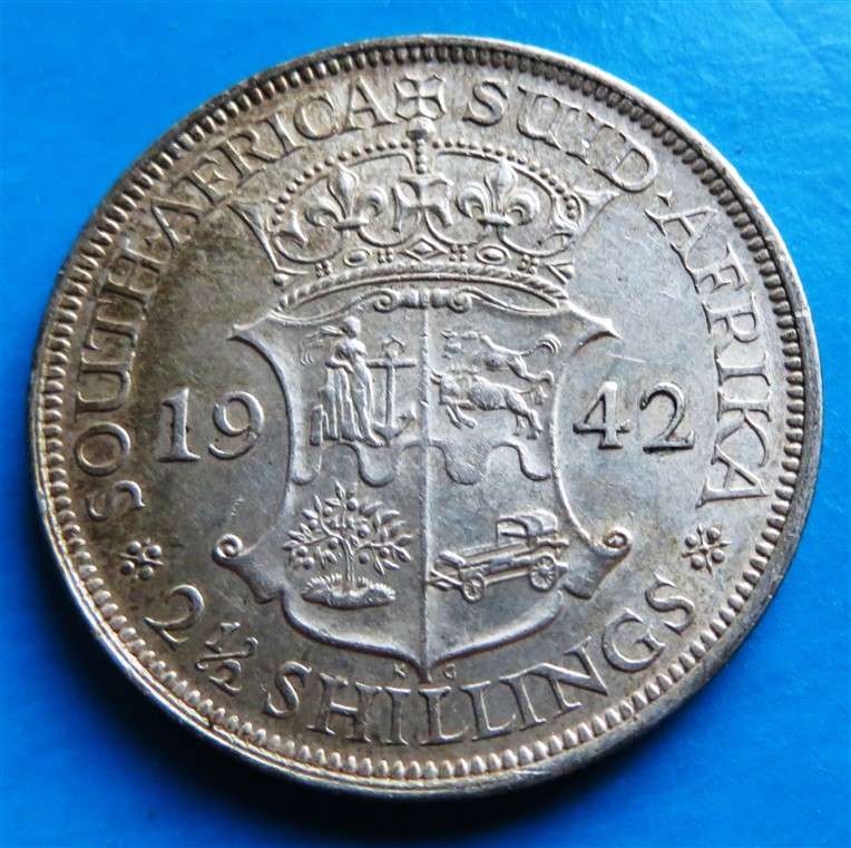1942 SA Union 2/6 Half Crown Silver - Details