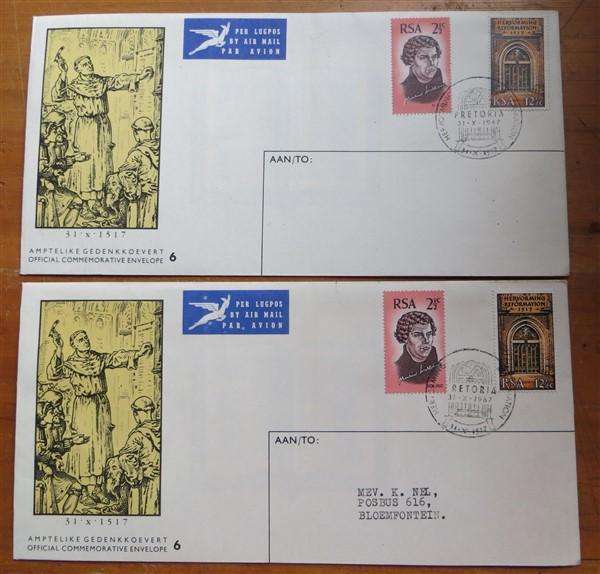 2 x RSA Covers No.6 - Addressed & Unaddressed - See Error on Airmail Tag