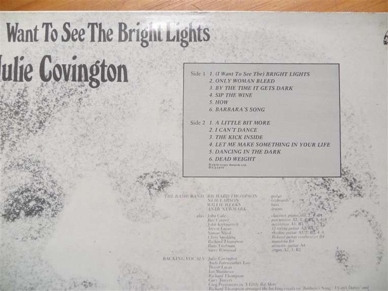 Julie Covington - I want to see the Bright Lights Hits Vintage Vinyl LP - VG