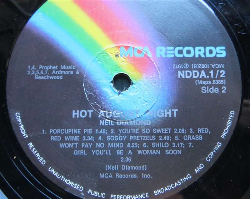 Neil Diamond - Hot August Night - Vinyl VG / Cover VG