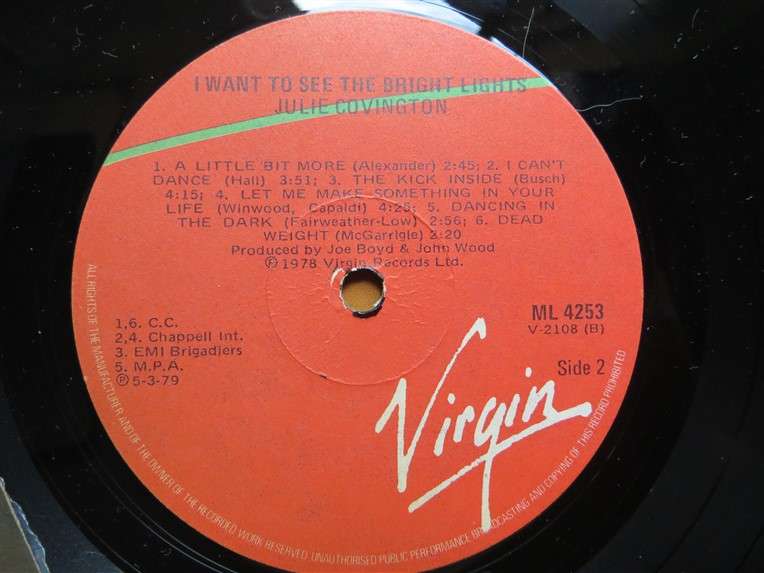 Julie Covington - I want to see the Bright Lights Hits Vintage Vinyl LP - VG