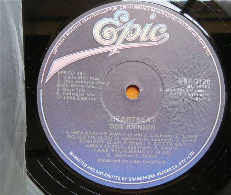 Don Johnson - Heart Beat  - Vintage Vinyl LP - VG