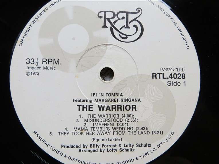 Ipi N Tombia - The Warrior  - Vintage Vinyl LP - VG