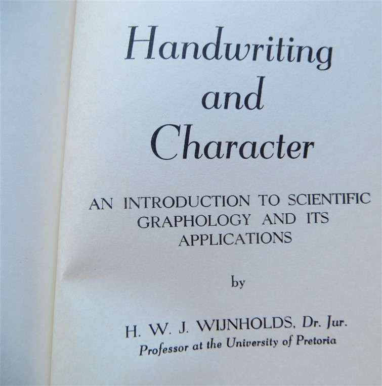 Handwriting & Character - H.W.J Wijnholds - Hardcover + Supplement