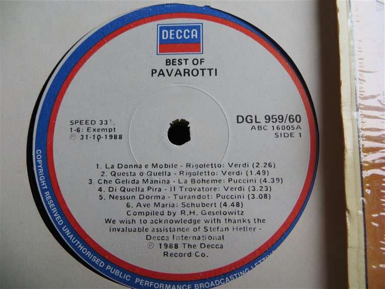 The Best of Pavarotti  - Vintage Vinyl LP - VG