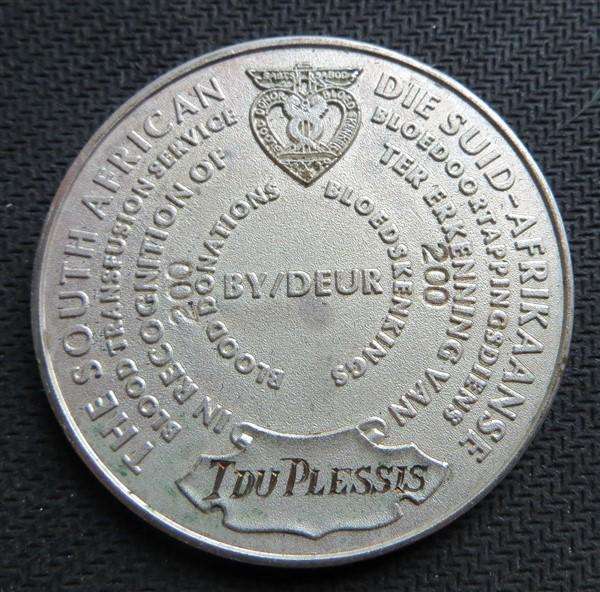 Pro Humanitate - Maurice Shapiro - Blood Transfusion - Du Plessis - 1c coin not included
