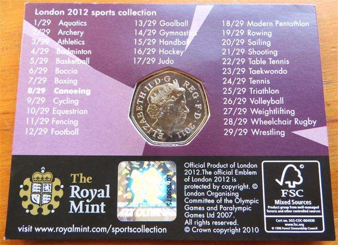 Royal Mint 2012 London Sports Collection 50p - Canoeing