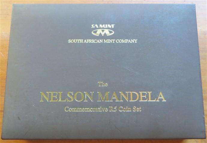 Nelson Mandela R5 Coin Set - PL & Laser Frosted 2000+2008 in Box + Cert.