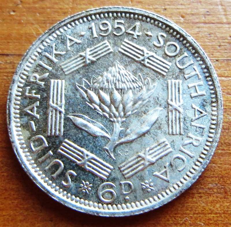 1954 Proof Sixpence Silver 6d SA Union