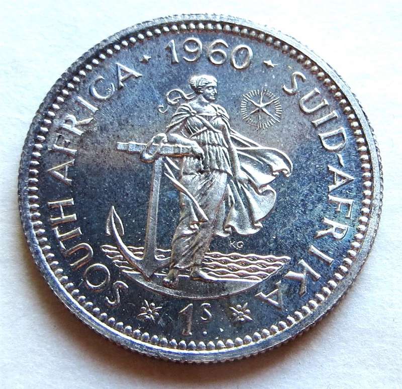 1960 Proof Shilling Silver 1/ SA Union