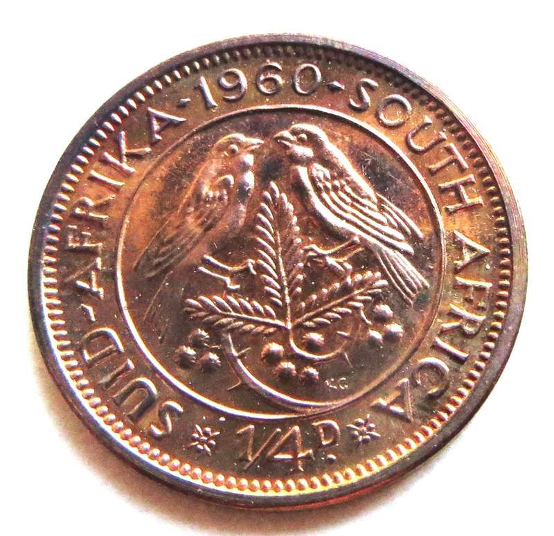 1960 Proof Quarter Penny 1/4d farthing SA Union