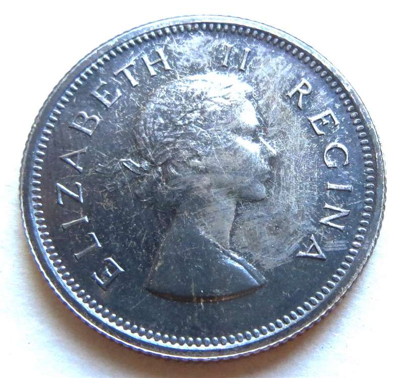 1955 Proof Shilling Silver 1/ SA Union