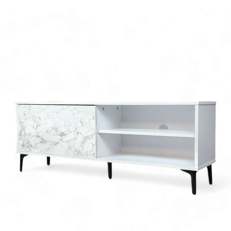 Petra TV Stand White-Marble 120cm