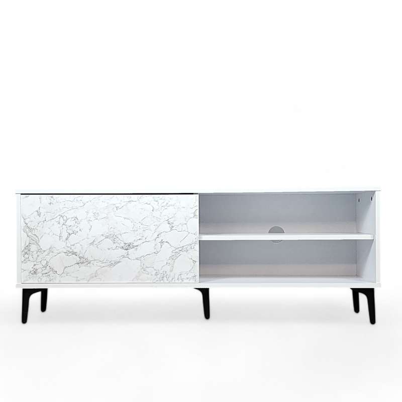Petra TV Stand White-Marble 120cm