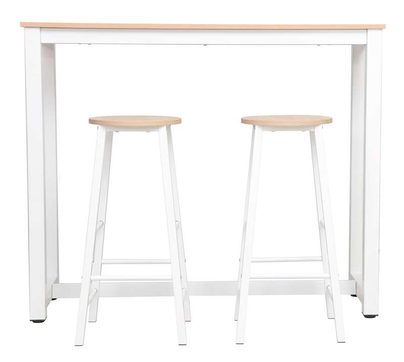 3 Piece Table Set White  Light oak