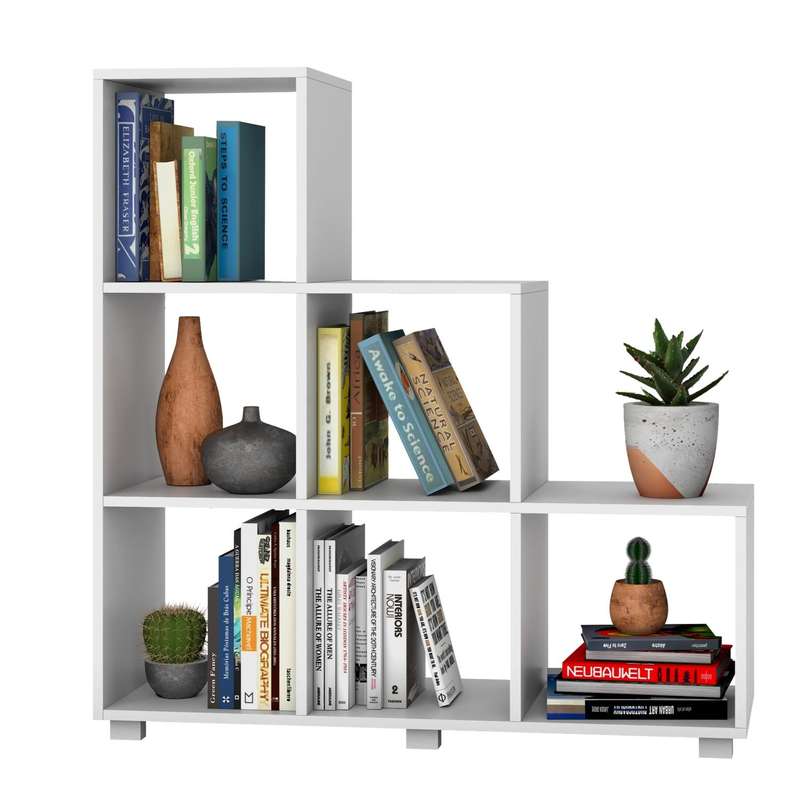 Cascade 6-Cube White Step Bookcase