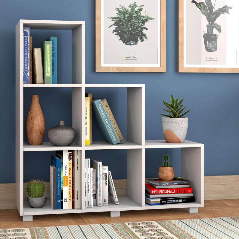 Cascade 6-Cube White Step Bookcase