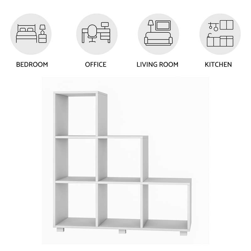 Cascade 6-Cube White Step Bookcase