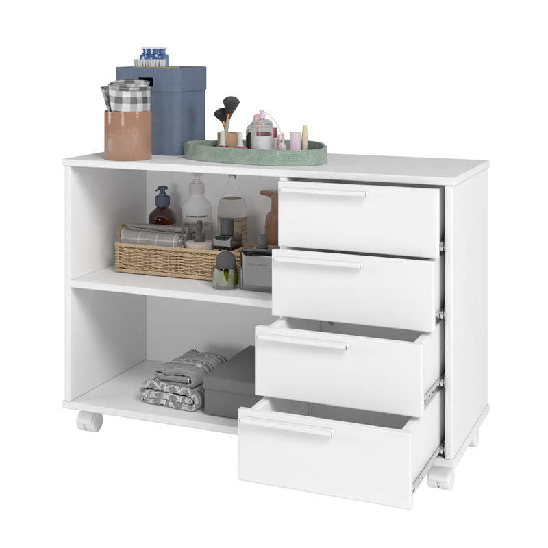 Kristen 4 Drawer Storage Cabinet with Open Shelves