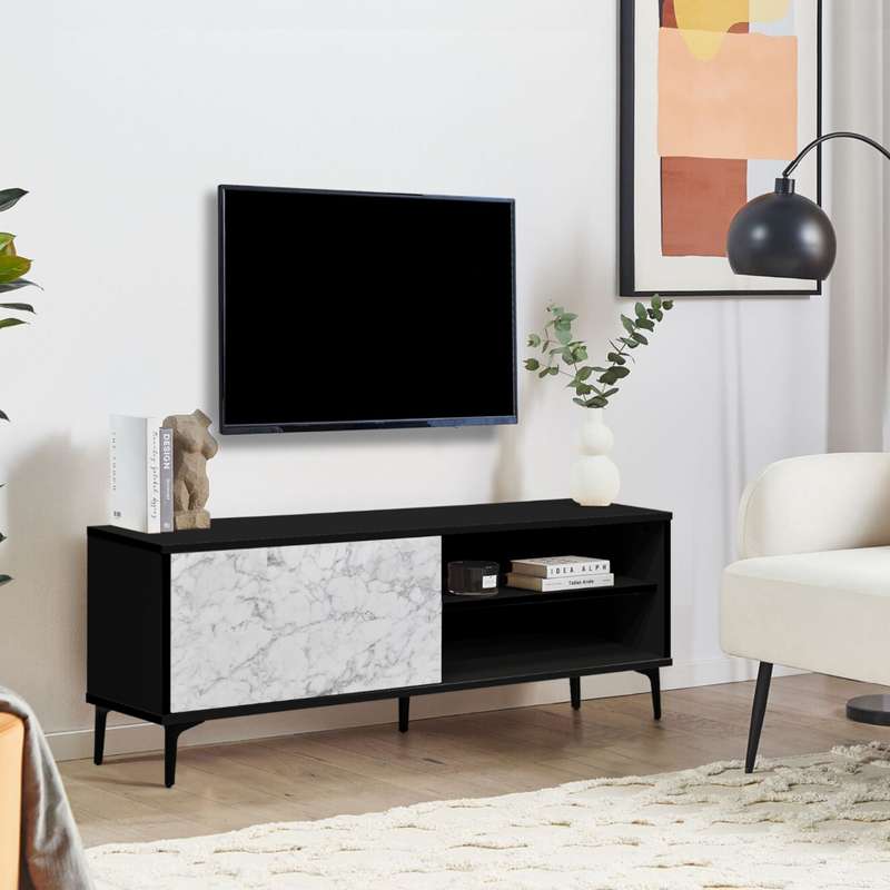 Petra TV Stand Black-Marble 120cm