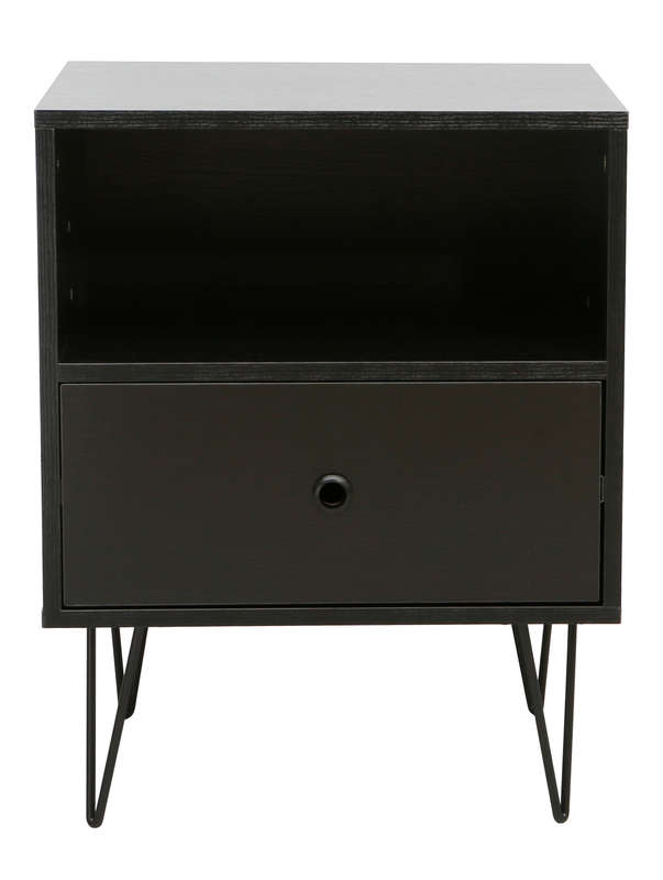Indra Nightstand, Pedestal Black