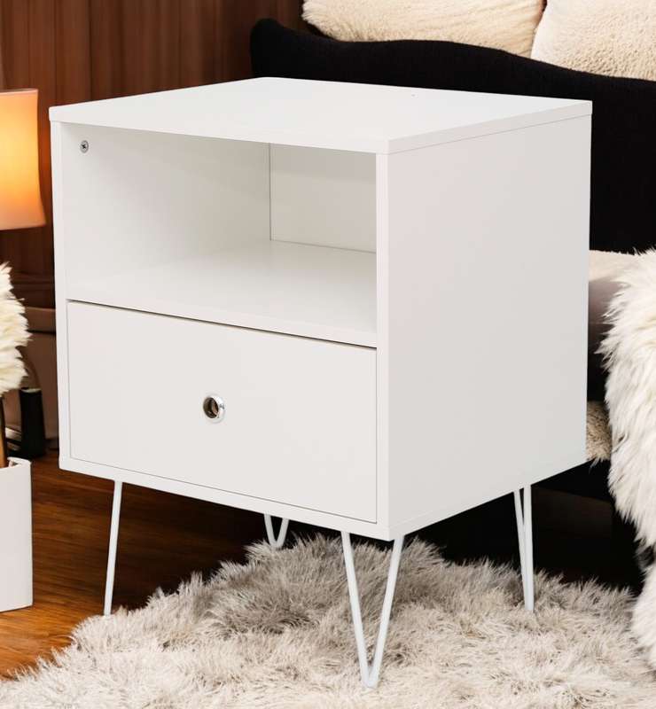 Indra Nightstand, Pedestal White