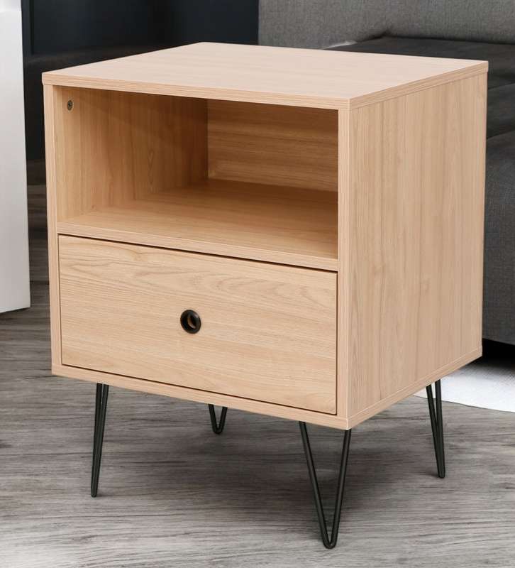 Indra Nightstand, Pedestal Light Oak