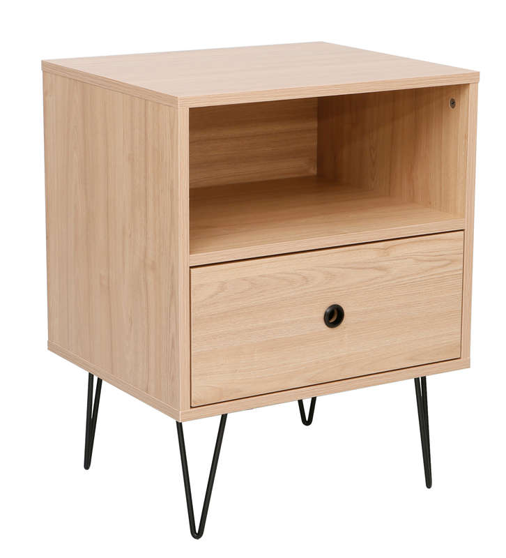 Indra Nightstand, Pedestal Light Oak