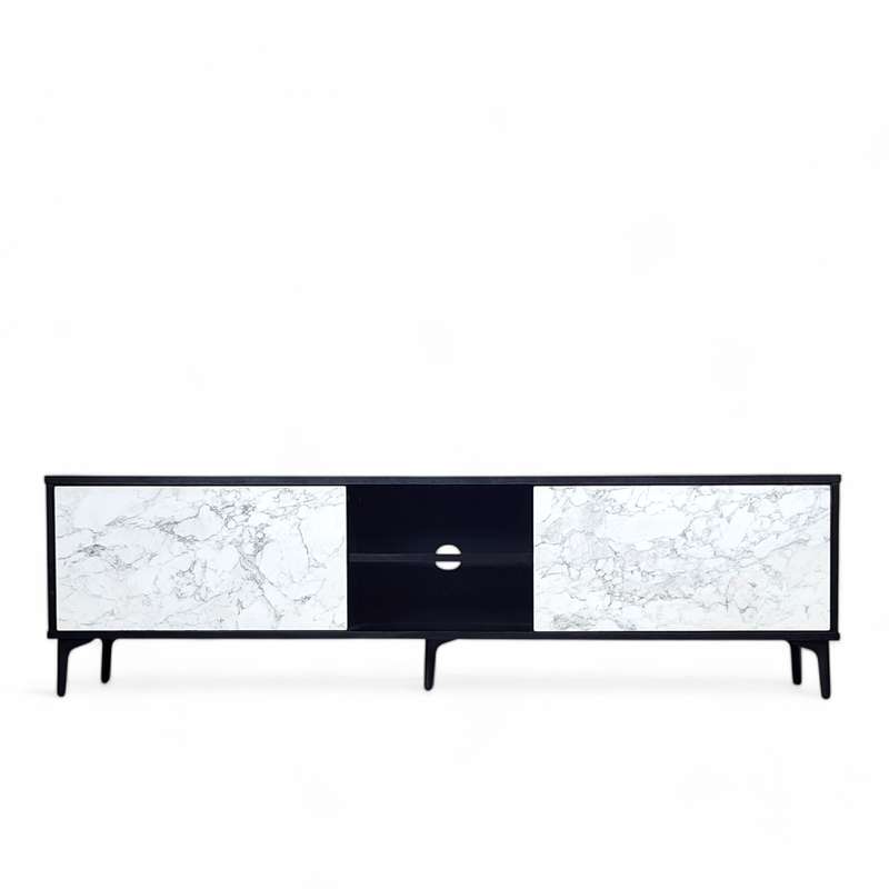Petra TV Stand Black-Marble 160cm