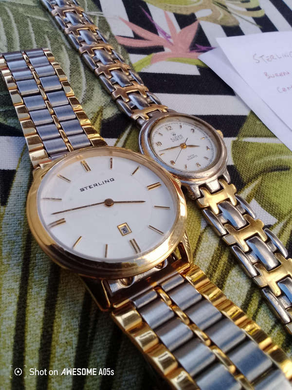 Sterling with date male (brand new)and female Buren quartz combo