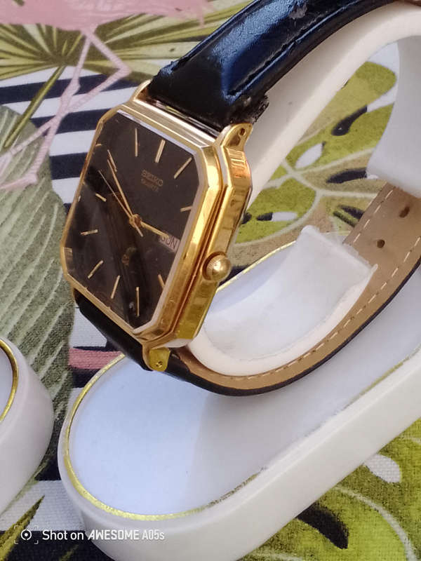 Seiko square male and Accurist female watches