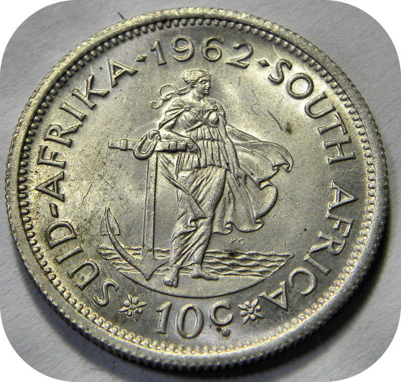 Top Grade RSA: 1962 van Riebeeck 10c Shilling in UNC below R250!  Two specimens available.
