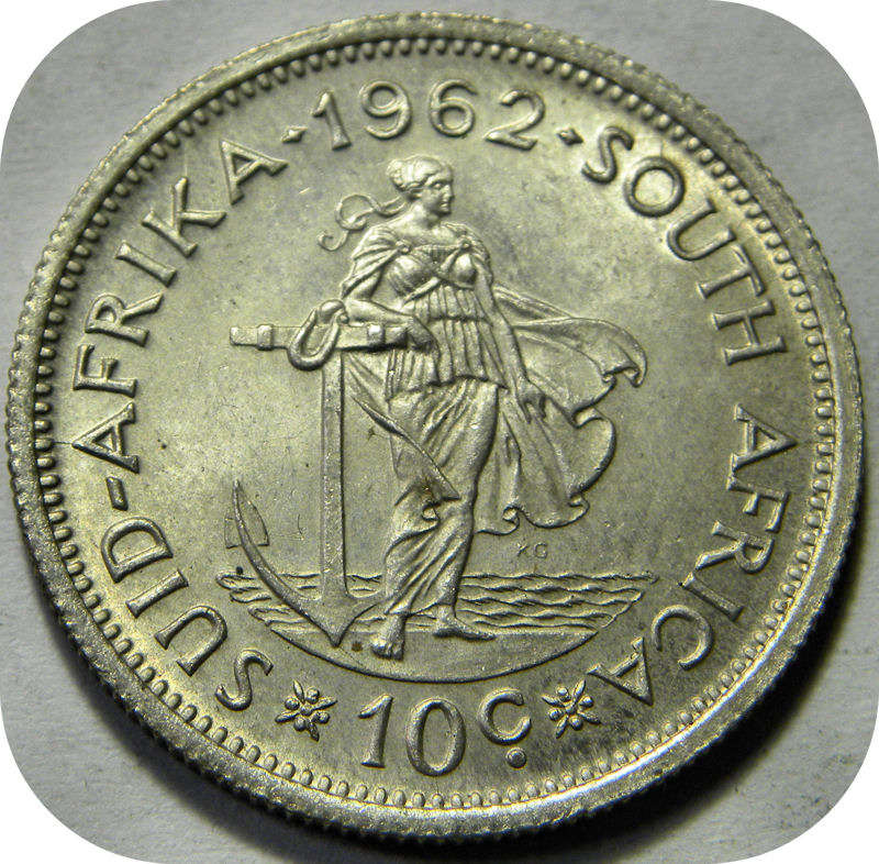 Top Grade RSA: 1962 van Riebeeck 10c Shilling in UNC below R250!  Two specimens available.