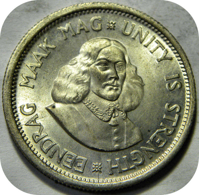Top Grade RSA: Two 1964 van Riebeeck 10c Shillings in Brilliant UNC below R200!  Bid per coin.