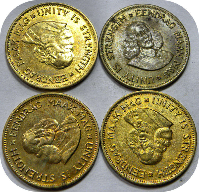 Top Grade RSA: 4x 1963 van Riebeeck 1c in A/UNC!!  bid per coin.