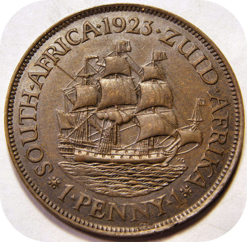 Top Grade SA Union:  The rare 1923 Penny in yellow A/UNC!