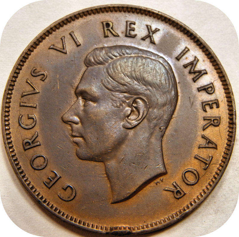 Top Graad SA Unie:  1945 1d Pennie in ROOI A/UNC!