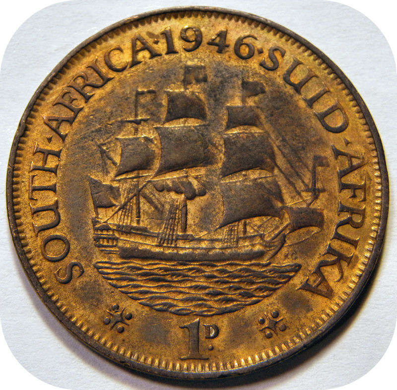 Bargain SA Union: 1946 Penny 1d in Lustrous Yellow VF below R40!