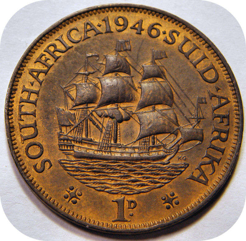 Bargain SA Union: 1946 Penny 1d in Lustrous RED EF below R90!