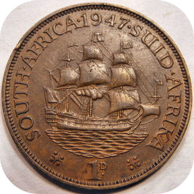 Top Graad SA Unie:  1947 1d Pennie in EF!