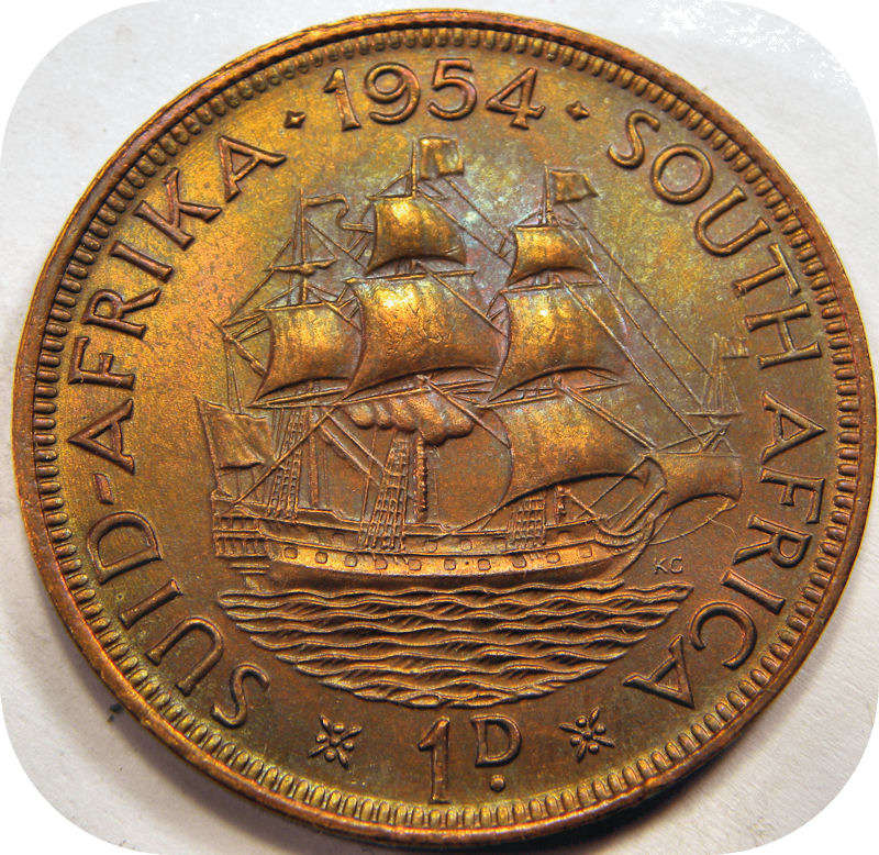 Top Grade SA Union: 1954 Penny 1d in Lustrous A/UNC!!!