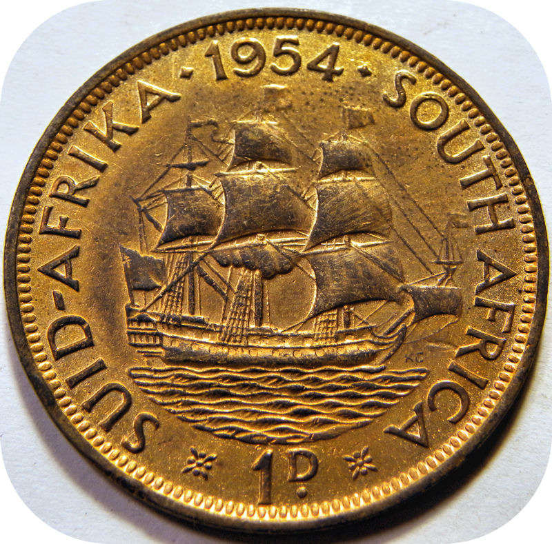Bargain SA Union: 1954 Penny 1d in Lustrous EF!!!