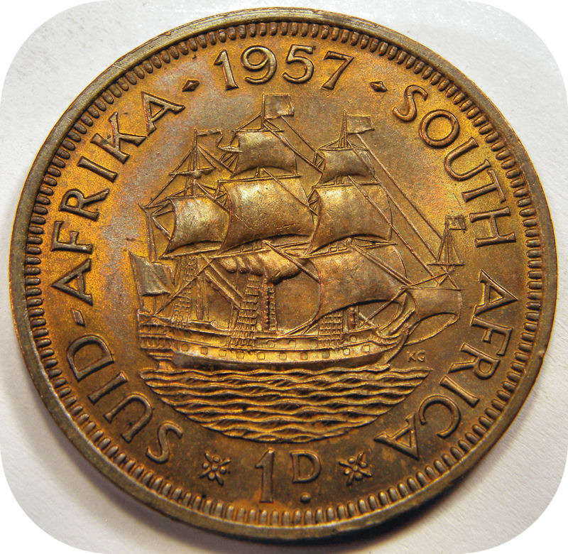 Top Grade SA Union: 1957 Penny 1d Lustrous  A/UNC!